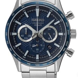 FINAL. NIB Seiko Blue Dial Chronograph Timepiece. Lowest price! Model SSB445.